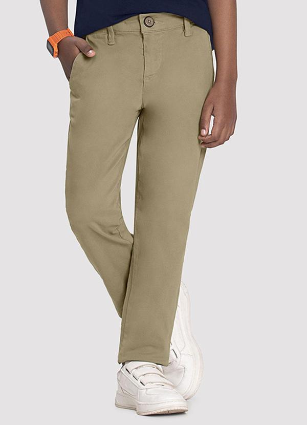 Alakazoo - Calça Sarja Infantil Menino Chino Bege