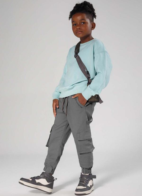 Sun Place - Calça Sarja Infantil Menino Jogger Cargo Cinza 2