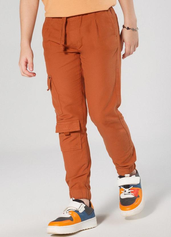 Sun Place - Calça Sarja Infantil Menino Jogger Cargo Cinza