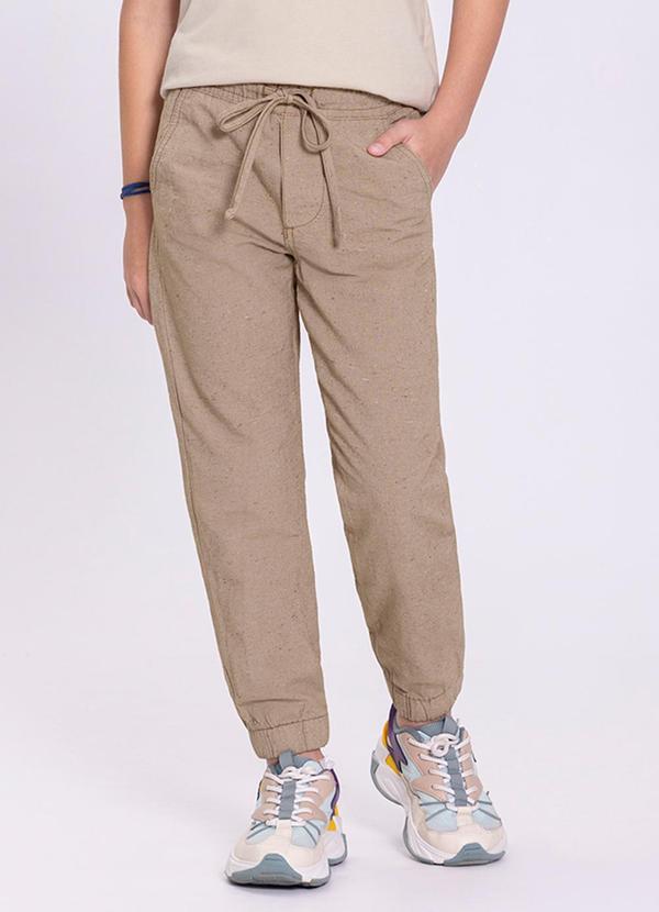 Alakazoo - Calça Sarja Infantil Menino Jogger Marrom