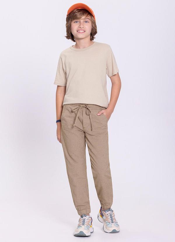 Alakazoo - Calça Sarja Infantil Menino Jogger Marrom 3