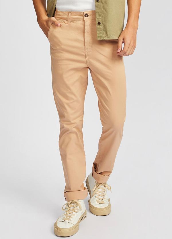 Sun Place - Calça Sarja Juvenil Masculina Chino Bege