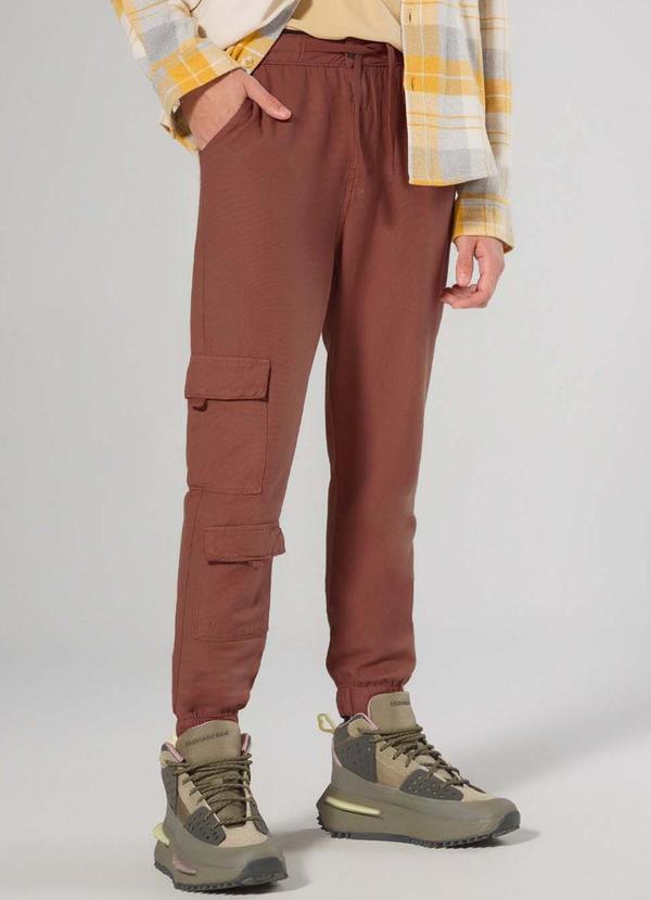 Sun Place - Calça Sarja Masculino Jogger Cargo Marrom 1
