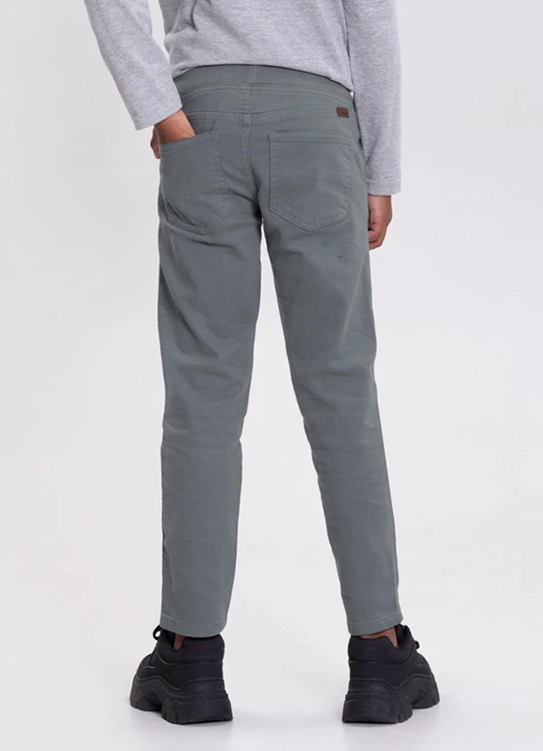 Alakazoo - Calça Sarja Menino Jogger com Cadarço Cinza 3