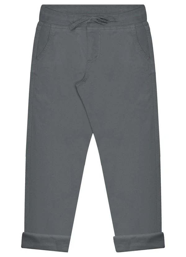 Alakazoo - Calça Sarja Menino Jogger com Cadarço Cinza 5