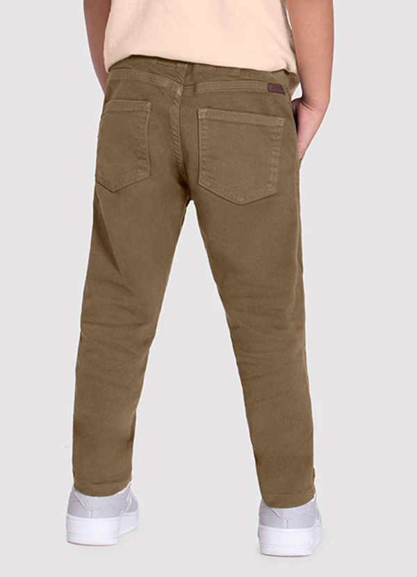 Alakazoo - Calça Sarja Menino Jogger com Cadarço Marrom 3