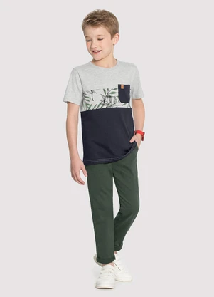 Alakazoo - Calça Sarja Menino Jogger com Cadarço Verde - ALAKAZOO