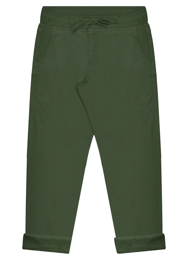 Alakazoo - Calça Sarja Menino Jogger com Cadarço Verde