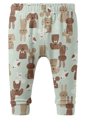 Malwee Kids - Calça Saruel Bichinhos em Cotton Verde Menta - MALWEE KIDS