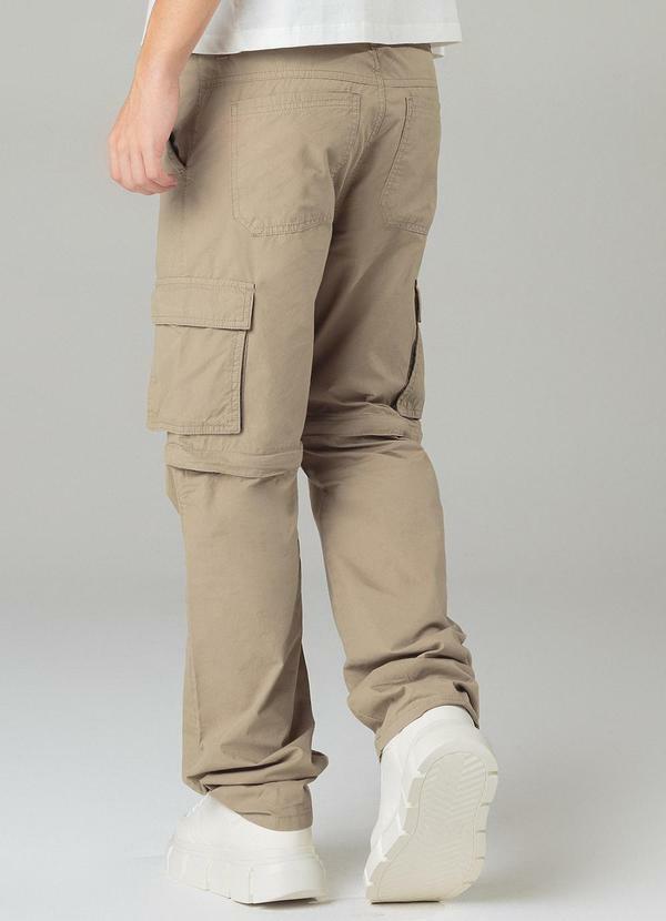 Sun Place - Calça Shorts Reta Cargo Masculina Bege 2