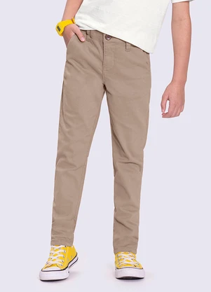 Alakazoo - Calça Skinny Menino em Sarja Estilo Chino Bege - ALAKAZOO