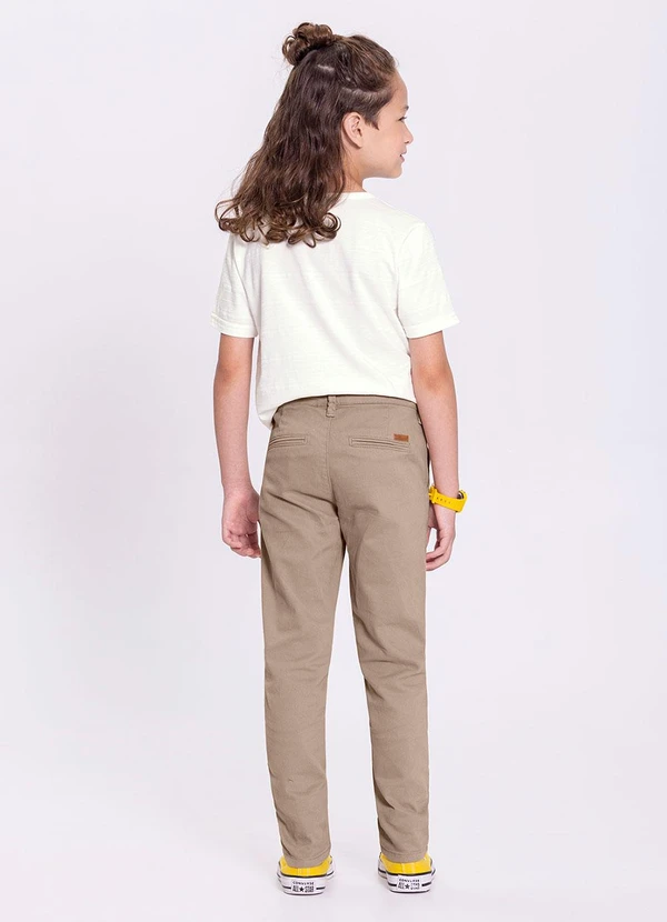 Alakazoo - Calça Skinny Menino em Sarja Estilo Chino Bege 4