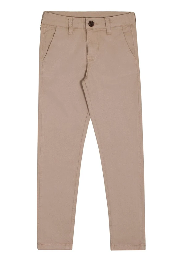 Alakazoo - Calça Skinny Menino em Sarja Estilo Chino Bege 5