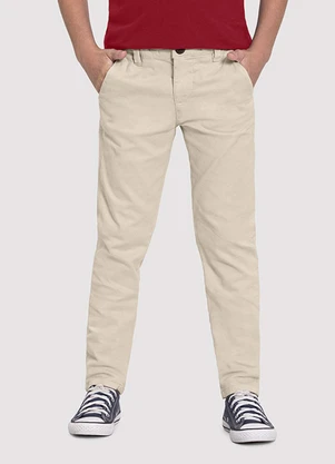 Alakazoo - Calça Skinny Menino em Sarja Estilo Chino Bege - ALAKAZOO