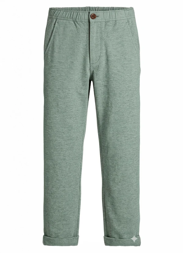 Carinhoso - Calça Slim em Moletom Verde Militar