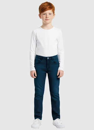 Carinhoso - Calça Slim Jeans Estonada Azul Escuro - CARINHOSO