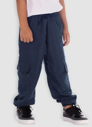 Turminha - Calça Tactel Cargo Azul - TURMINHA