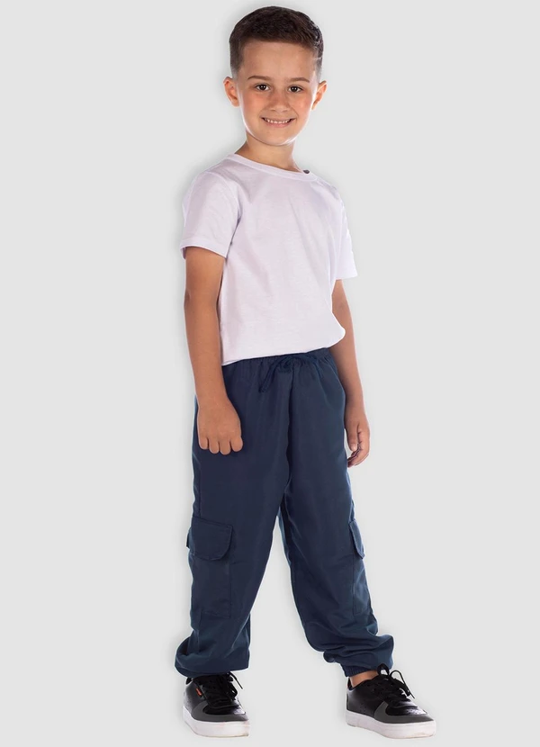 Turminha - Calça Tactel Cargo Azul 2