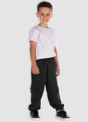 Turminha - Calça Tactel Cargo Preto - TURMINHA