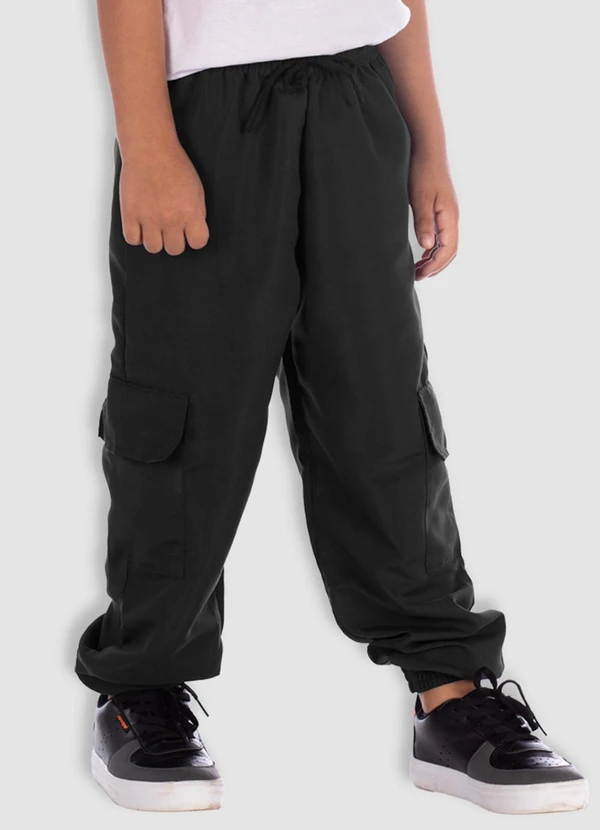 Turminha - Calça Tactel Cargo Preto