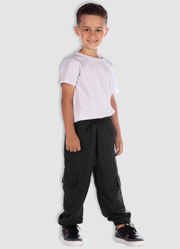 Turminha - Calça Tactel Cargo Preto 2
