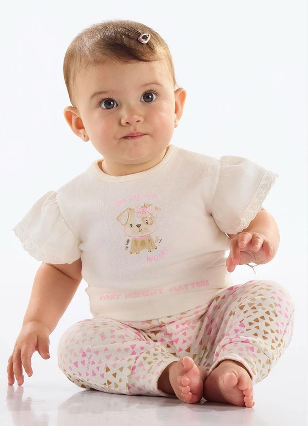 Up Baby - Calça Unissex Bebê Suedine Bege