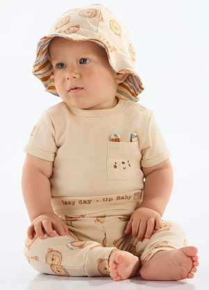 Up Baby - Calça Unissex Bebê Suedine Bege - UP BABY