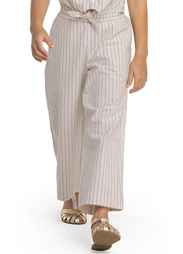 Marisol - Calça Wide Leg Listrada Infantil Feminina Roxo