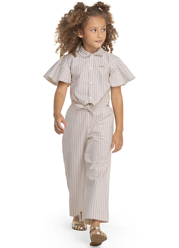 Marisol - Calça Wide Leg Listrada Infantil Feminina Roxo 2