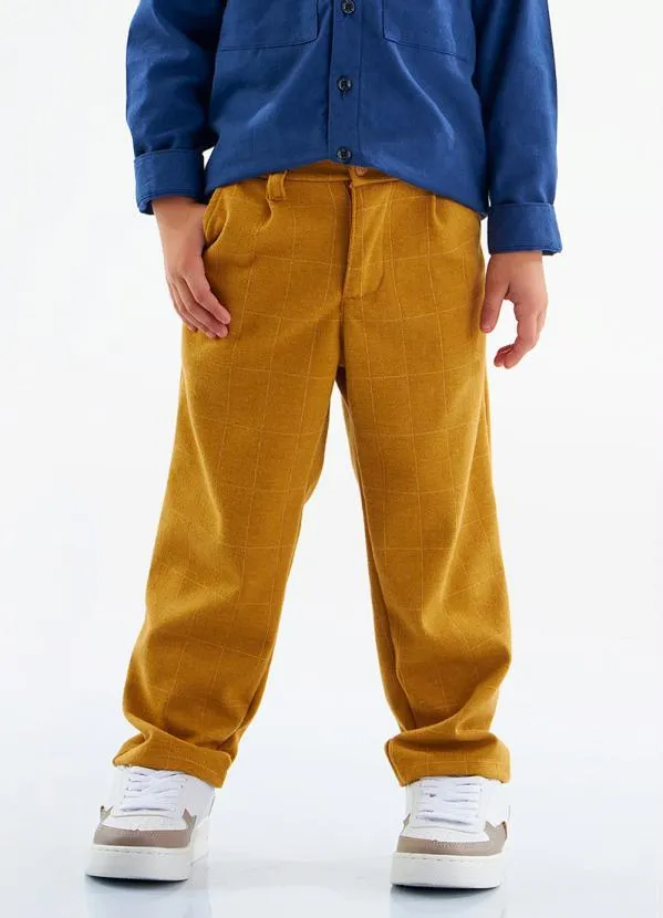 Up Baby - Calça Xadrez Infantil Menino Amarelo