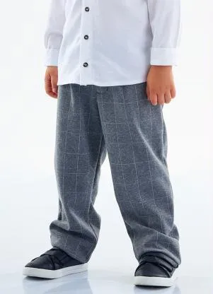 Up Baby - Calça Xadrez Infantil Menino Cinza - UP BABY