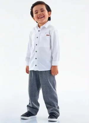 Up Baby - Calça Xadrez Infantil Menino Cinza - UP BABY