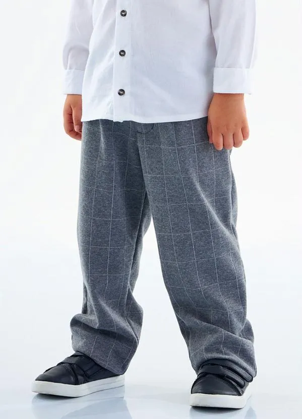 Up Baby - Calça Xadrez Infantil Menino Cinza