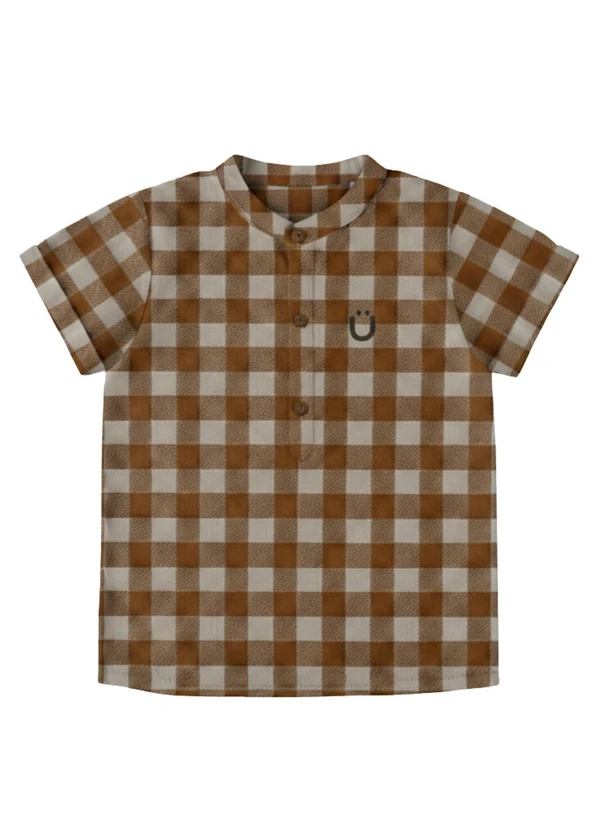 Guloseima - Bata Infantil em Algodão Xadrez Laranja 3