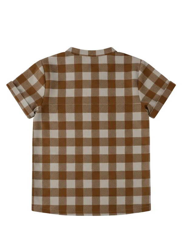 Guloseima - Bata Infantil em Algodão Xadrez Laranja 4