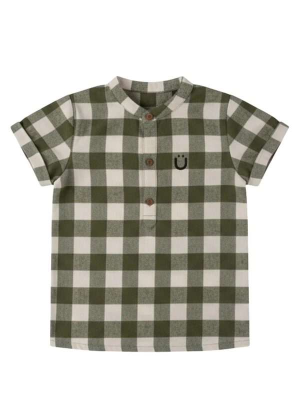 Guloseima - Bata Infantil em Algodão Xadrez Verde