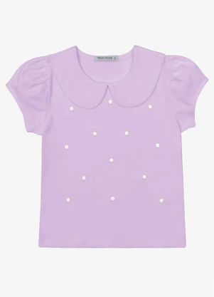 Trick Nick - Blusa Verão Menina Curta com Pérolas Roxo - TRICK NICK