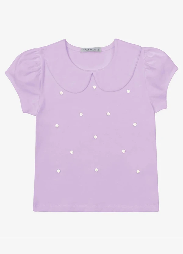 Trick Nick - Blusa Verão Menina Curta com Pérolas Roxo