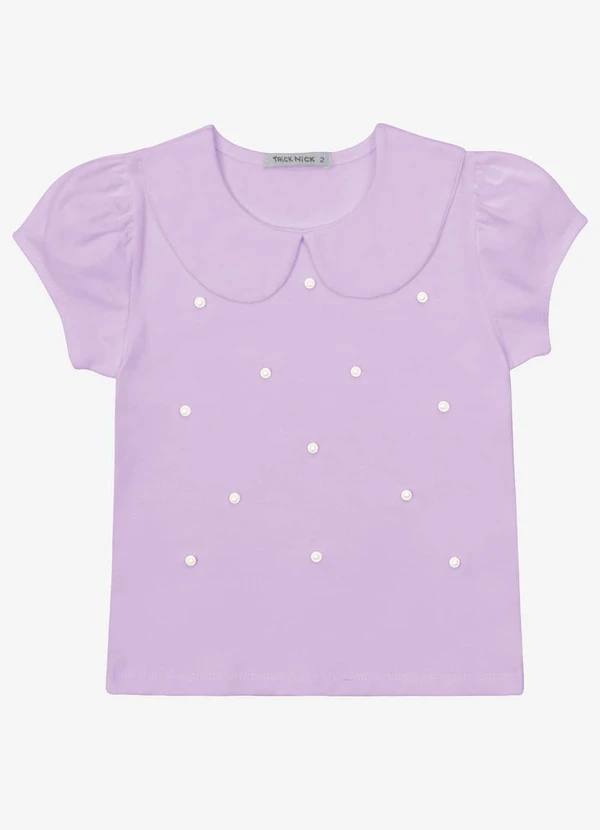 Trick Nick - Blusa Verão Menina Curta com Pérolas Roxo