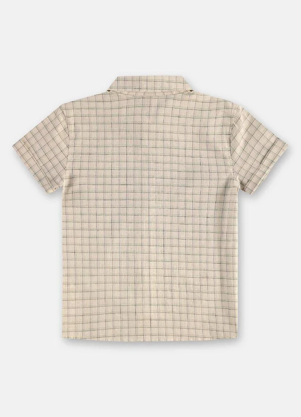 Up Baby - Camisa Algodão Linho Xadrez Bege 4