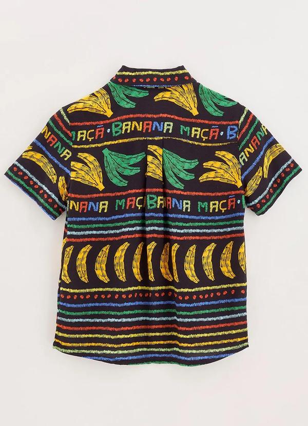 Bento - Camisa de Viscose com Botões Bananal Preta 3