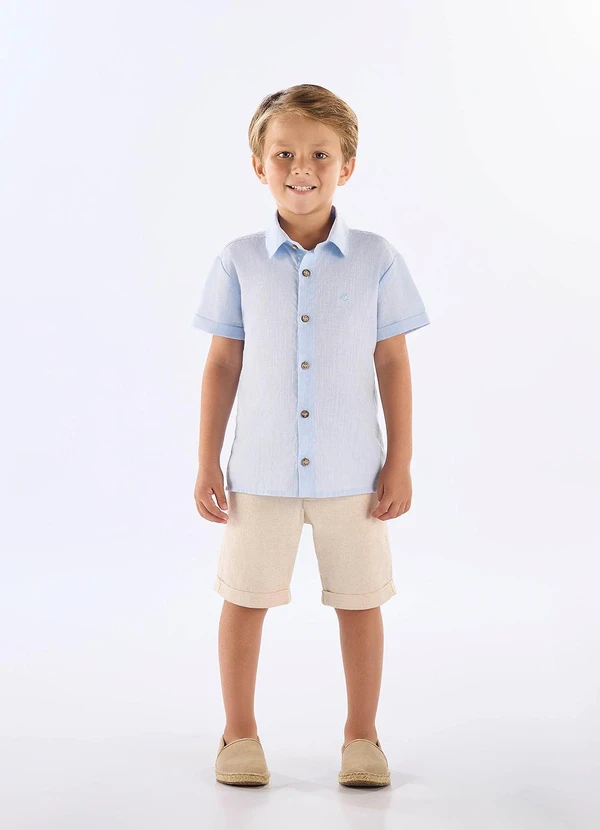 Up Baby - Camisa em Algodão Voil para Menino Up Baby Azul