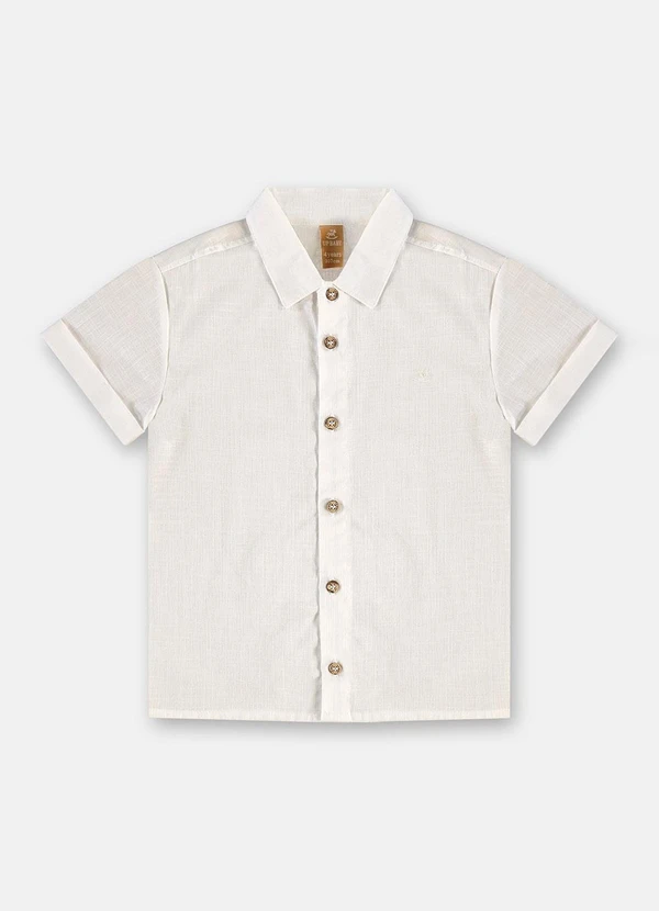 Up Baby - Camisa em Algodão Voil para Menino Branco 3