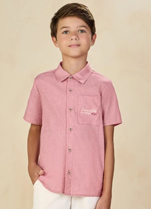 Ioluig - Camisa em Tricoline Fil a Fil Firense Vermelho - IOLUIG