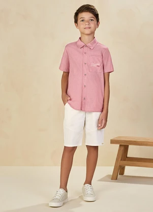 Ioluig - Camisa em Tricoline Fil a Fil Firense Vermelho - IOLUIG