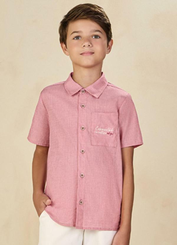 Ioluig - Camisa em Tricoline Fil a Fil Firense Vermelho
