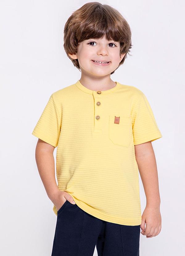 Alakazoo - Camisa Gola Padre em Malha Cotton Amarelo
