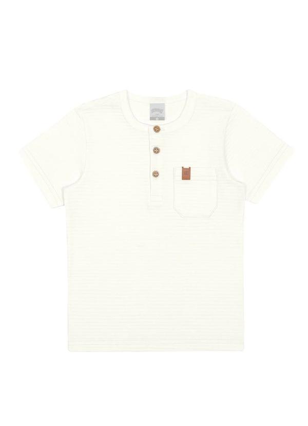Alakazoo - Camisa Gola Padre em Malha Cotton Off White