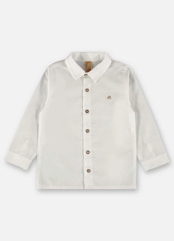 Up Baby - Camisa Infantil em Algodão e Linho Branco 3