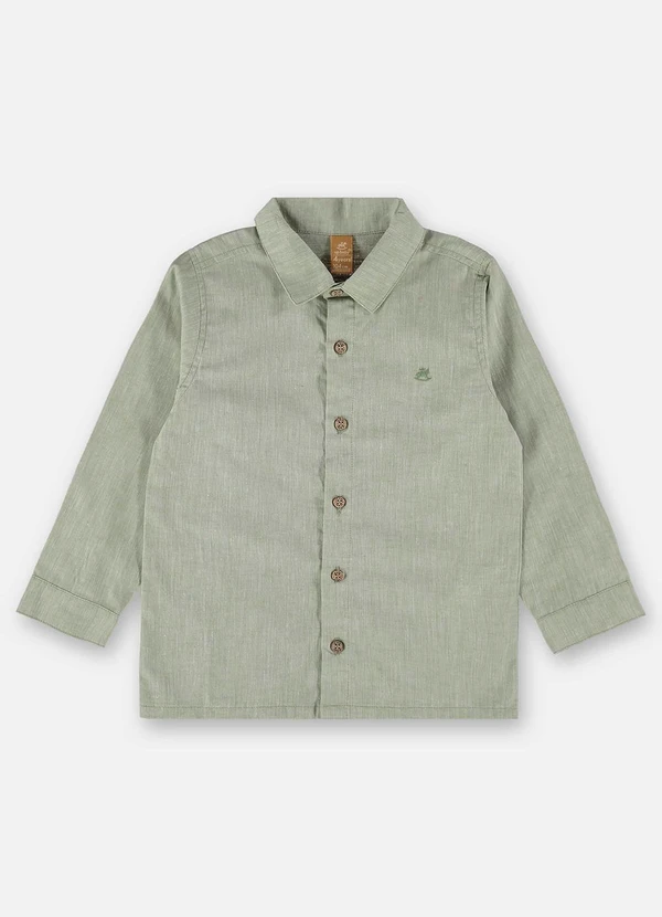 Up Baby - Camisa Infantil em Algodão e Linho Verde 3